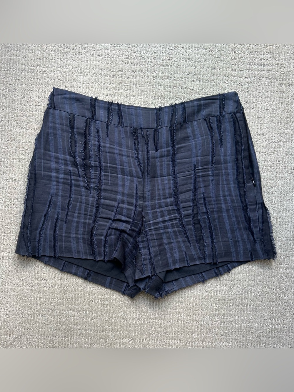 Marie Oliver Navy Plaid High-Waist Shorts